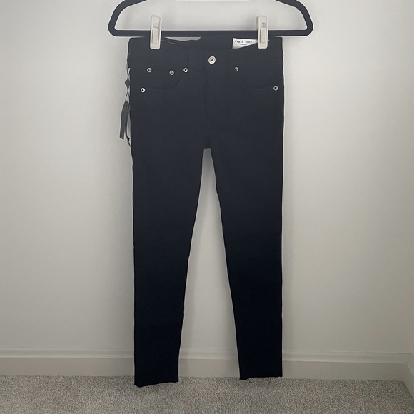 NWT - Rag & Bone Women’s Black Raw Hem Ankle Skinny Jeans Size 27 - Picture 4 of 13